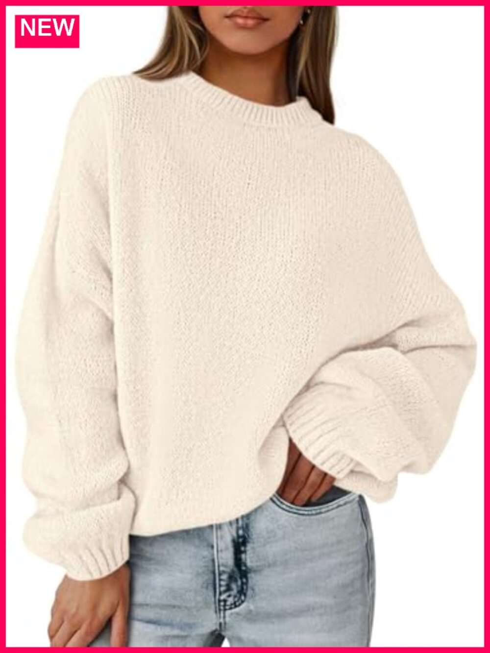 Oversized Chunky Knit Pullover Sweater Women Drop Shoulder Tunic Winter